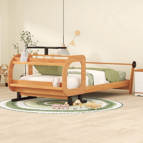 Twin Size Plane Shaped Platform Bed with Rotatable...