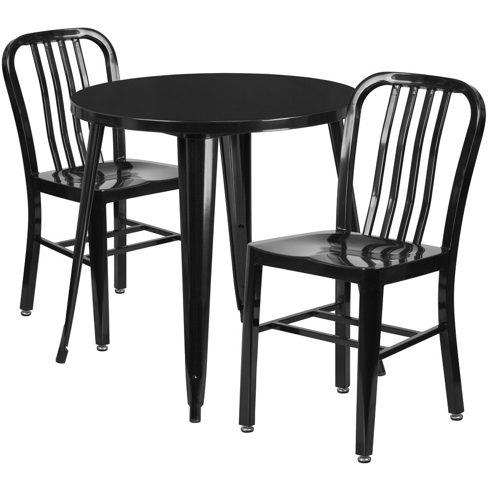 30 inch Round Indoor/ Outdoor 3 piece Metal Table and Chairs Set