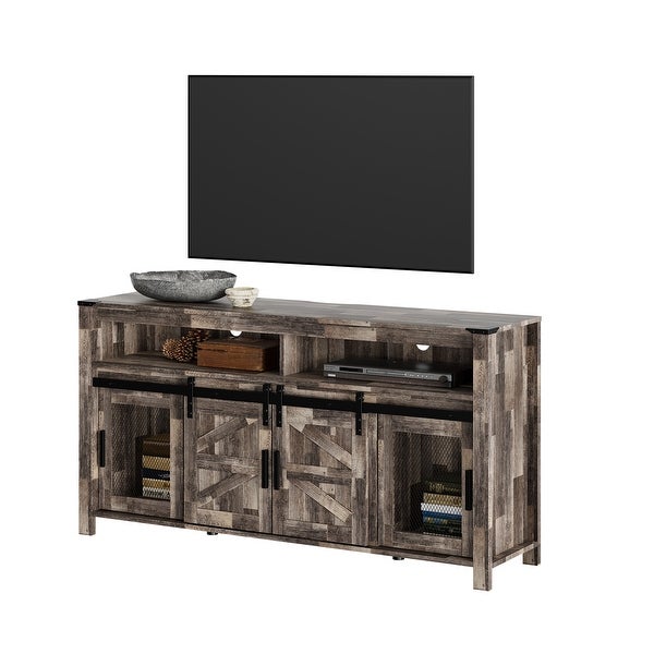 Farmhouse Barn Door TV Stand， Living Room Entertainment Center