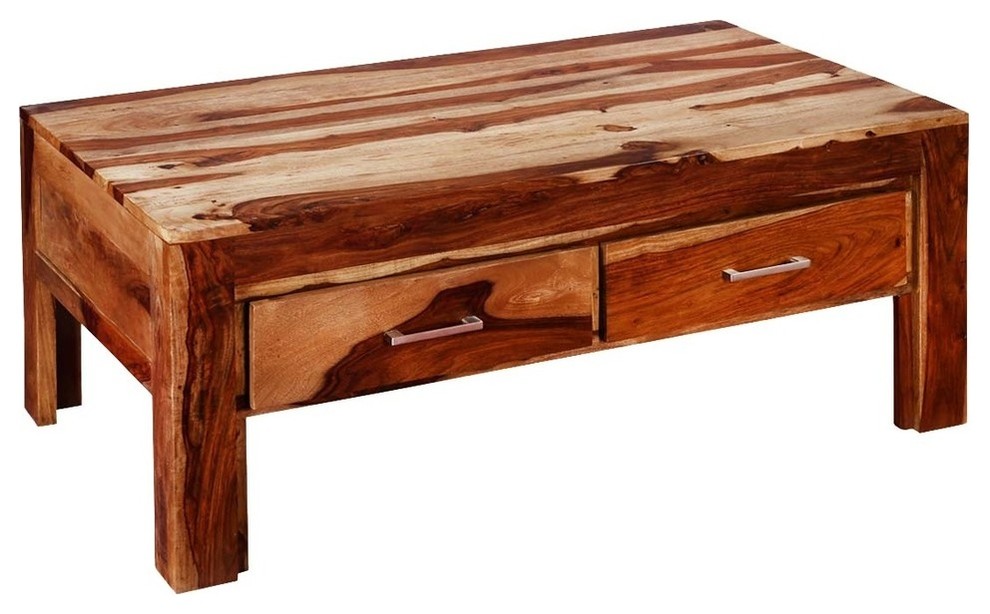 Modern Frontier Indian Rosewood 45 quotCoffee Table w Drawers   Rustic   Coffee Tables   by Sierra Living Concepts Inc  Houzz