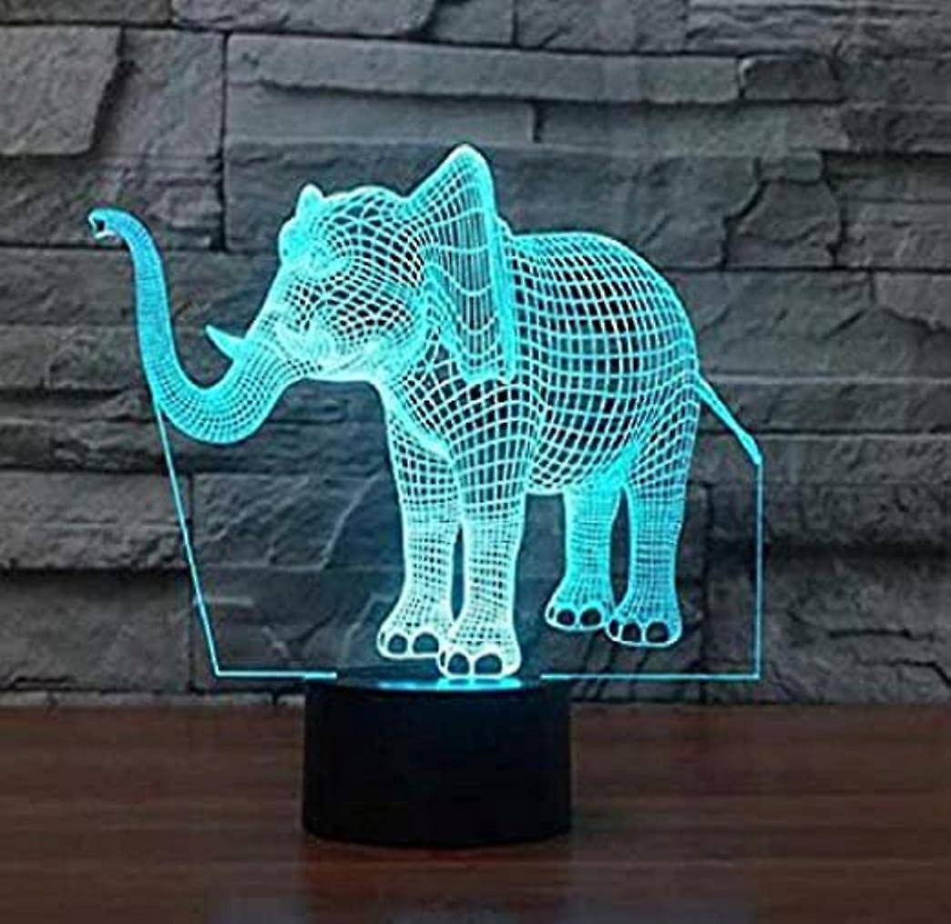 3d Novelty Elephant Night Light Touch Switch 7 Color Change Led Table Desk Lamp Acrylic Flat Abs Base Usb Charger Home Toy Birthday Xmas Kid Children