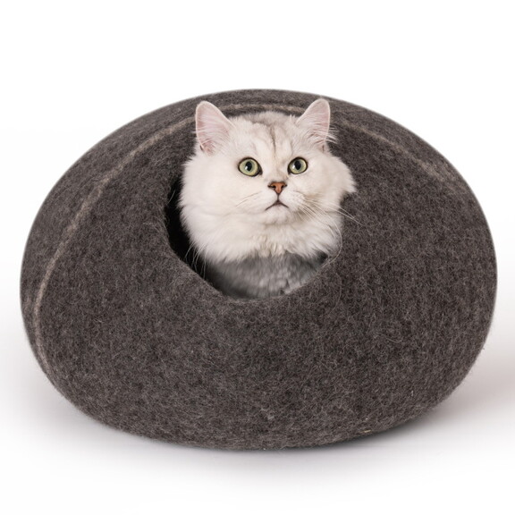 Cat Cave Bed  Handmade Wool Cat Bed Cave with Mous...