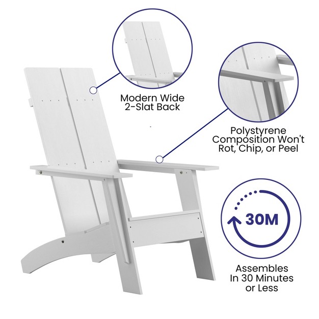 Emma And Oliver Set Of 2 Modern Dual Slat Back Indoor outdoor Adirondack Style Chairs