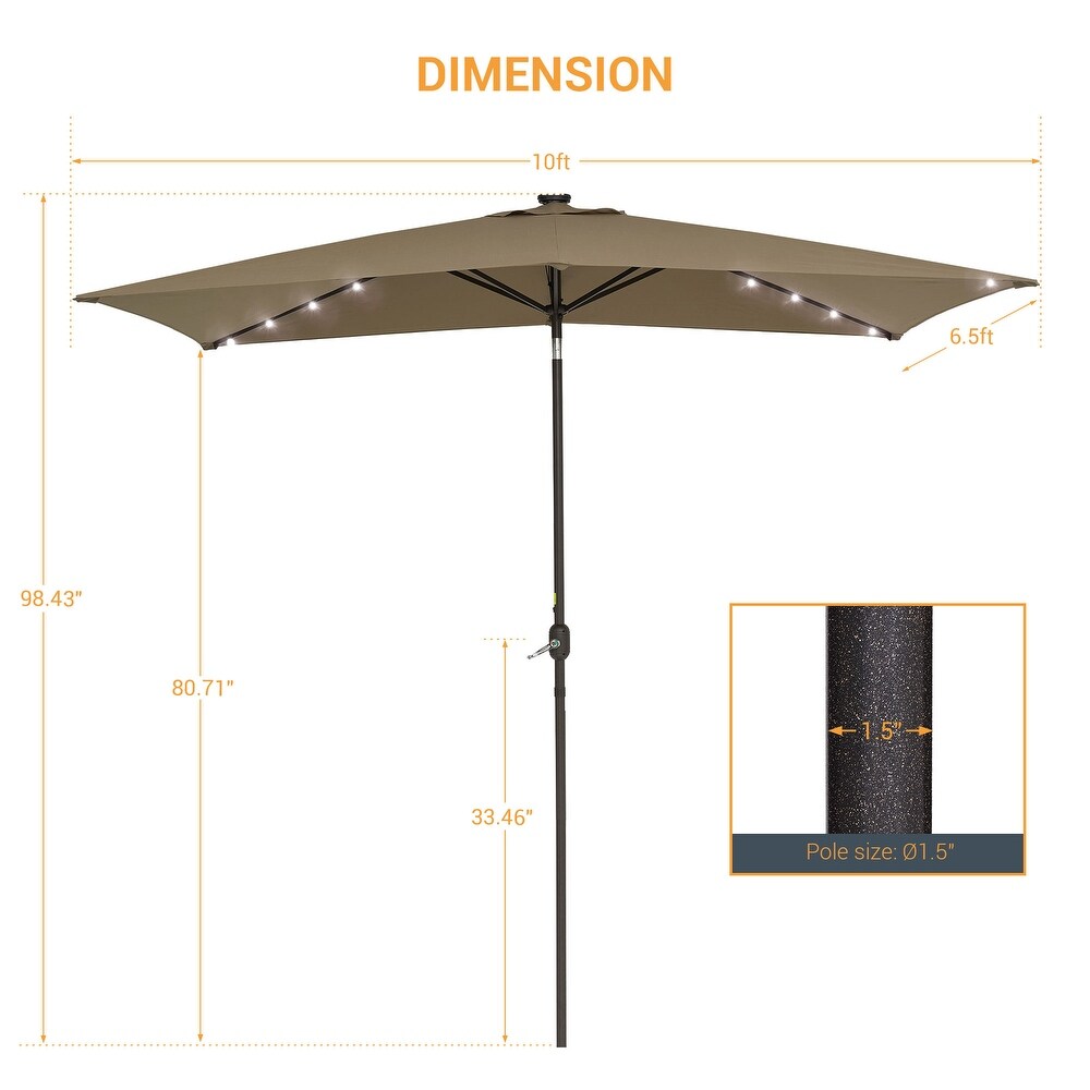 BONOSUKI Outdoor 10 x 6.5ft LED Umbrella Patio Market Table Umbrella