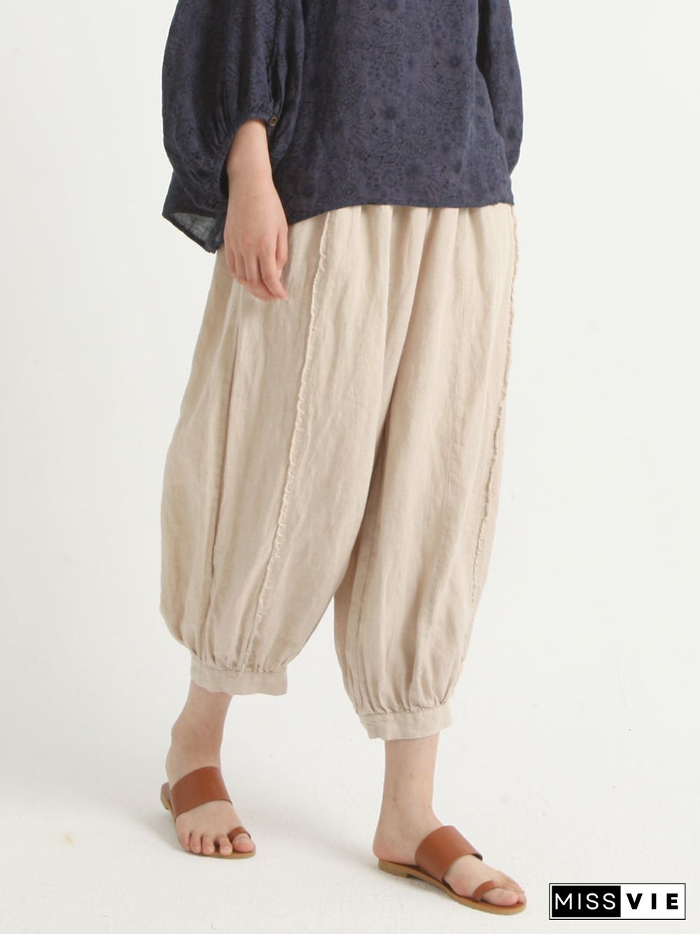 Plus Size Linen Casual Women Loose Harem Pants