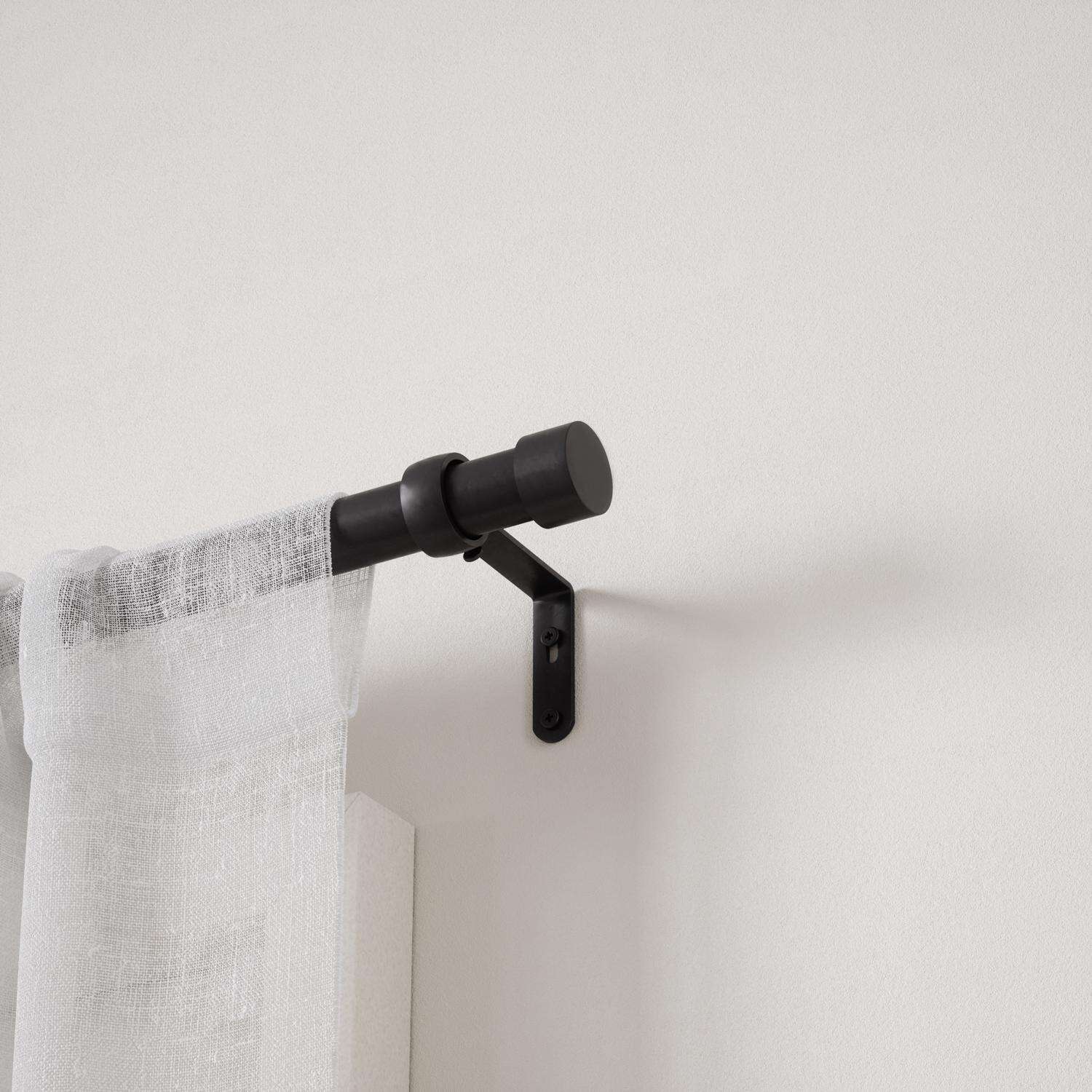 Umbra Cappa Brushed Black Single Curtain Rod 120 in. L X 180 in. L