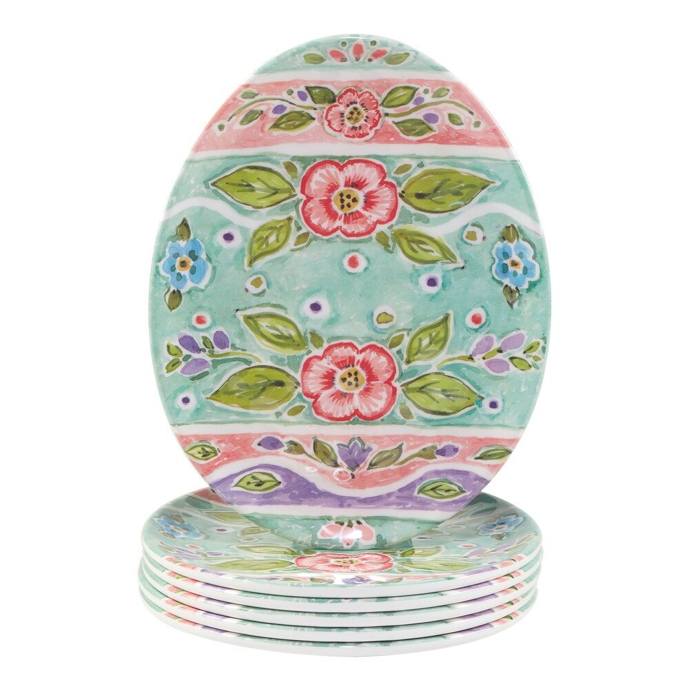 Certified International Joy Of Easter Melamine Egg Plates  Set of 6   10\