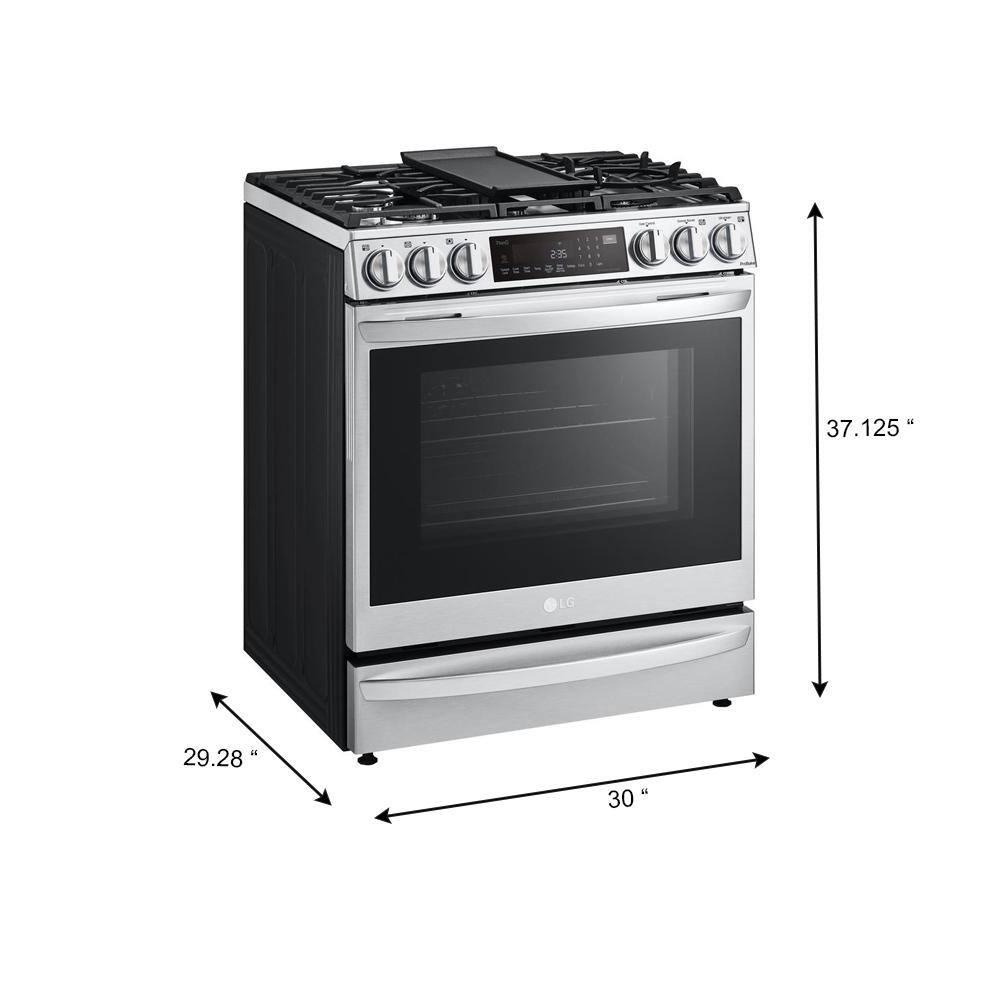 LG 6.3 cu. ft. Smart Slide-In Gas Range with ProBake Convection  Air Sous Vide in PrintProof Stainless Steel LSGL6337F