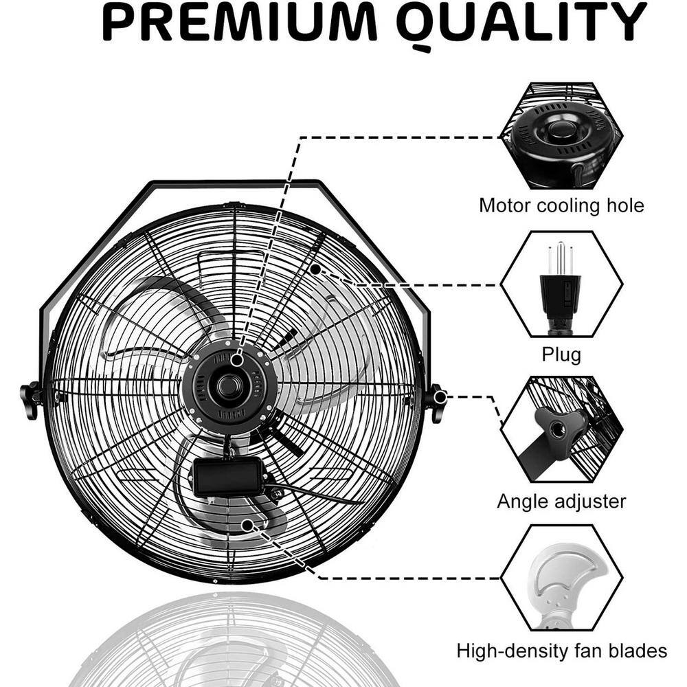 Amucolo 20 in. 3-Speed High Velocity Mount Wall Fan in Black (2-Pack) YeaD-CYD0-JK98