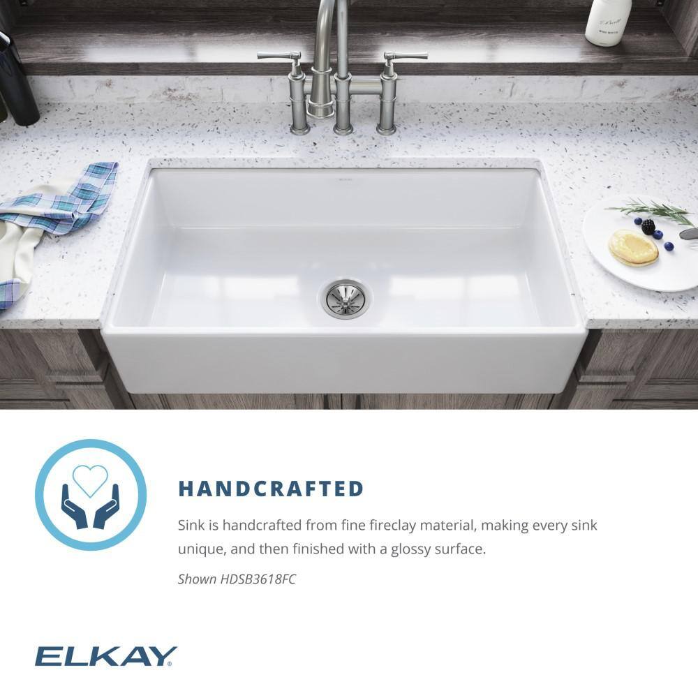 Elkay Burnham White Fireclay 36 in. Single Bowl Farmhouse Apron Kitchen Sink HDSB3618FC