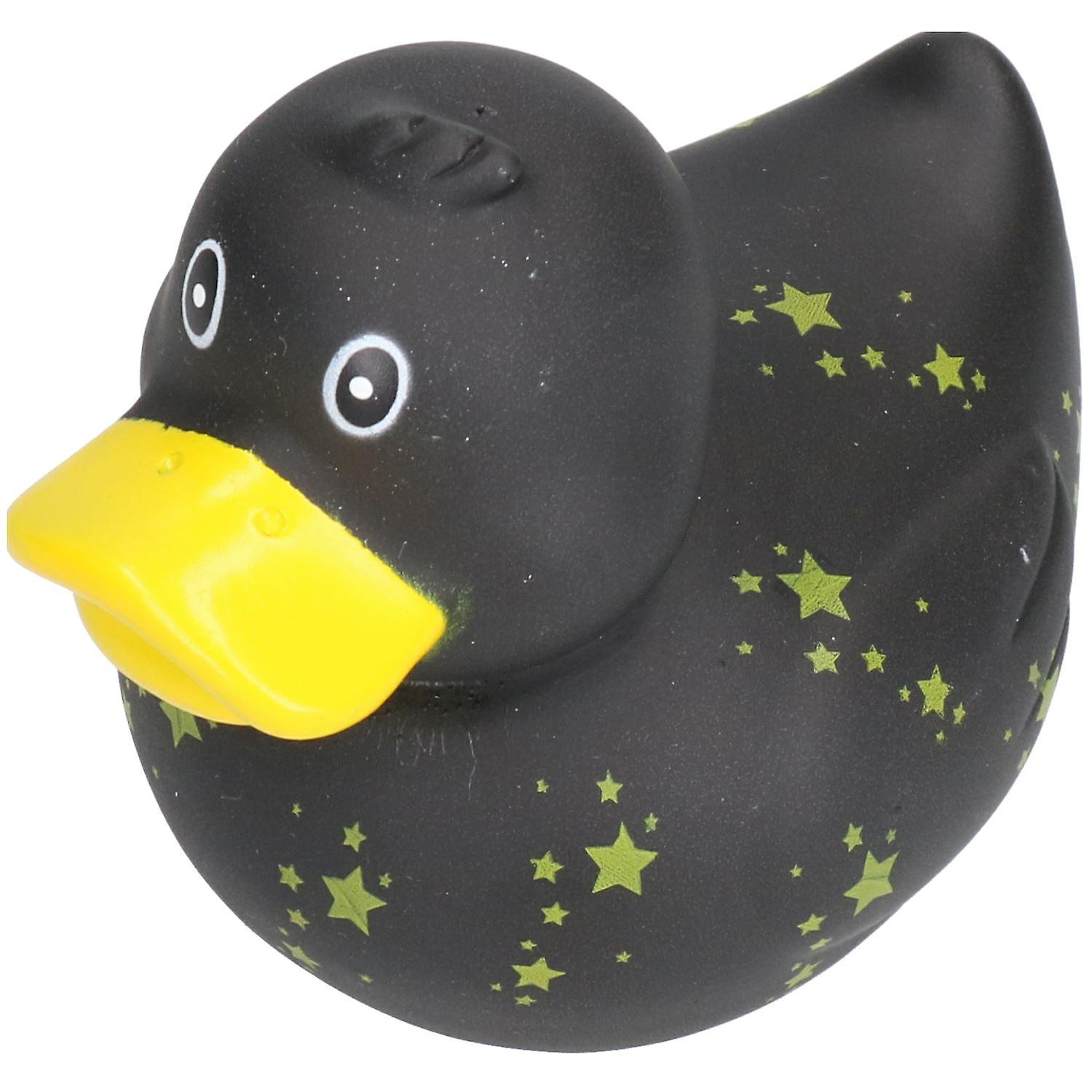 Black Star Rubber Vinyl Squeaky Duck Dog Toy With Internal Squeak 8x10cm