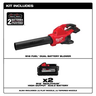 MW M18 FUEL Dual Battery 145 MPH 600 CFM 18V Lithium-Ion Brushless Cordless Handheld Blower w Two 8Ah HO Battery (2-Pack) 2824-20-48-11-1880-48-11-1880