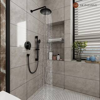 Mondawe Retro Series 3-Spray Patterns with 1.8 GPM 9 in. Rain Wall Mount Dual Shower Heads with Handheld in Oil-Rubbed Bronze MD-A3816-ORB