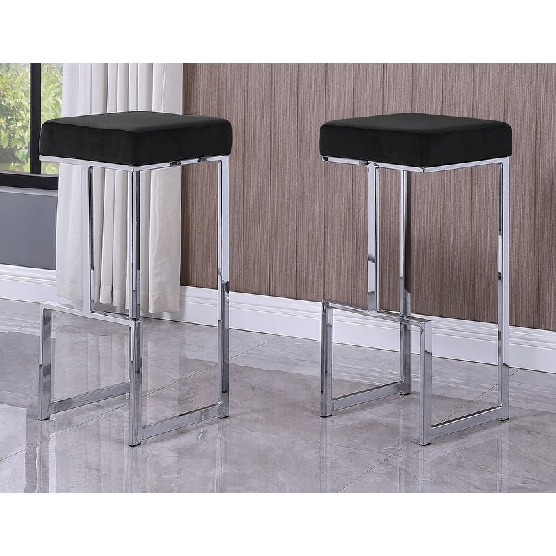 Best Master Furniture Silver Velvet Bar Stool (Set of 2)