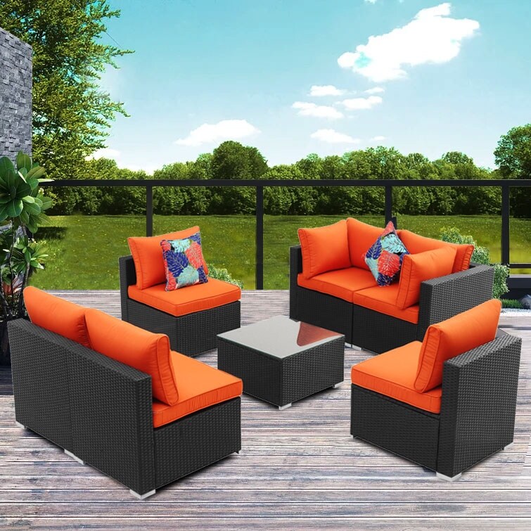 GDY Outdoor Rattan Wicker Sectional Sofa Set