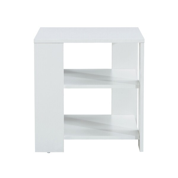 Square wooden Side Table，3-tier End Table