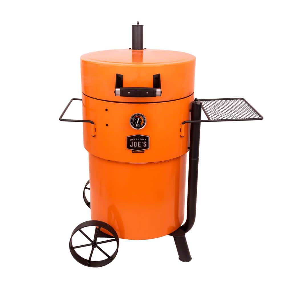 OKLAHOMA JOE'S Bronco Pro Charcoal Drum Smoker and Grill in Orange with 366 sq. in. Cooking Space 19202100