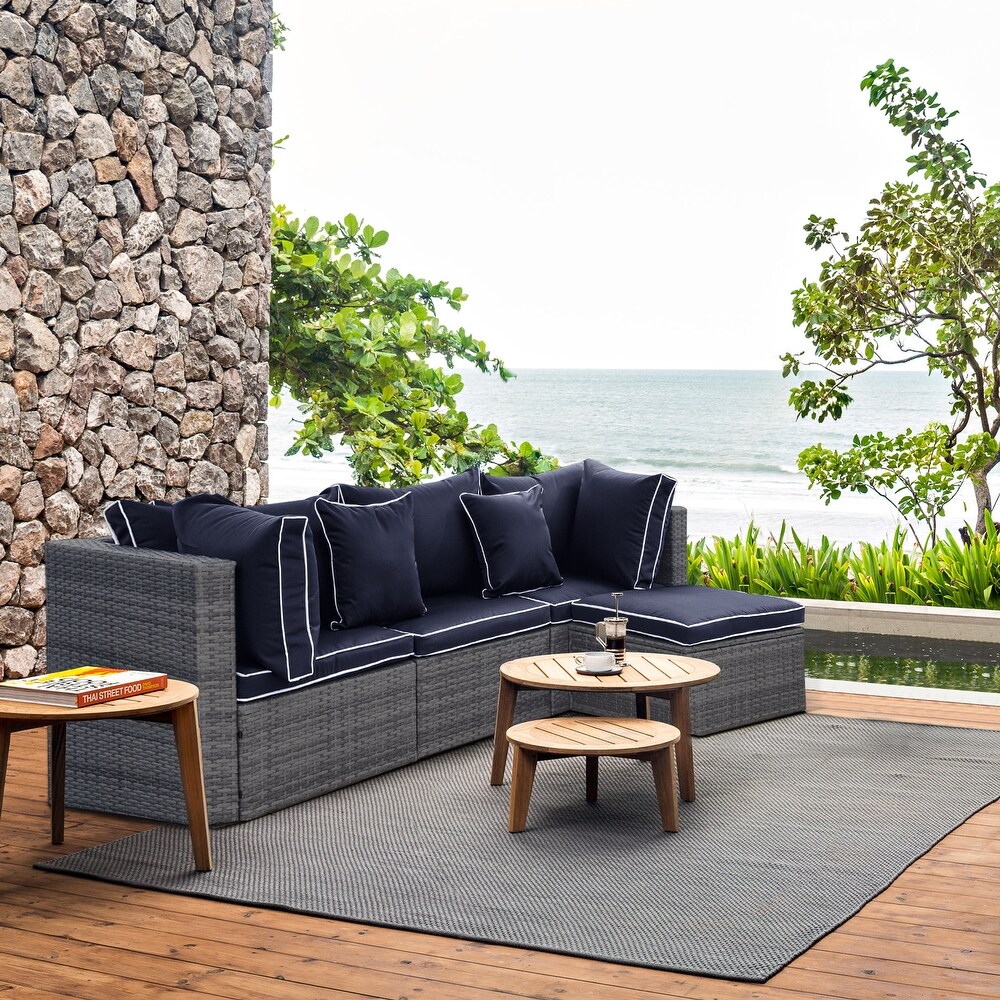 York 4 Piece Outdoor Patio Modular Sectional Sofa with Cushions