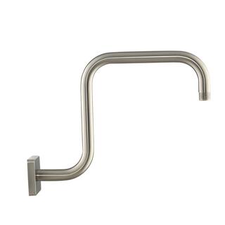 MODONA Gooseneck Square Rain Shower Arm with Flange Satin Nickel AC40-SN