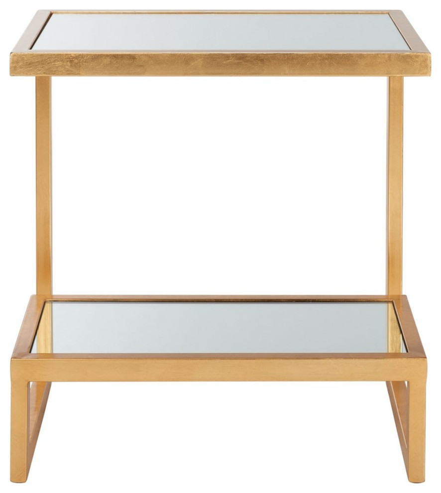 Nettie Mirror Top Gold Accent Table  Gold   Contemporary   Side Tables And End Tables   by Rustic Home Furniture Deco  Houzz