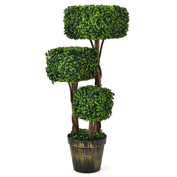 Costway 3FT Artificial Boxwood Topiary Tree UV Protected Indoor