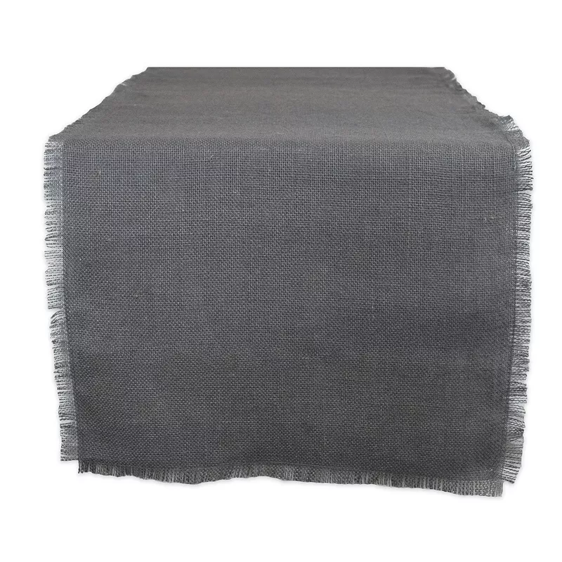 72 Charcoal Gray Solid Fringed Rectangular Table Runner