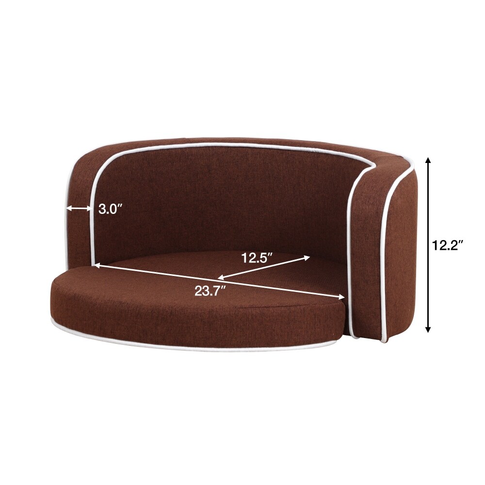 Brown Round Curved Appearance Pet Sofa with Cushion