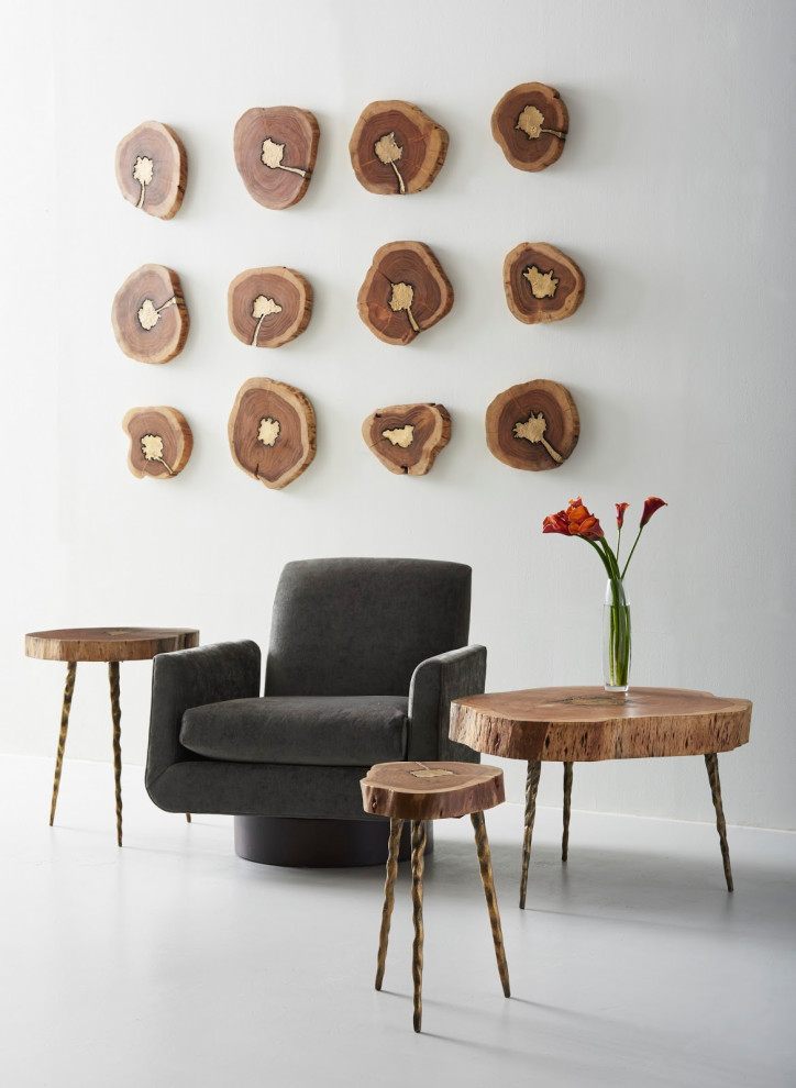 Molten Side Table  Large  Poured Brass In Wood   Midcentury   Side Tables And End Tables   by HedgeApple  Houzz