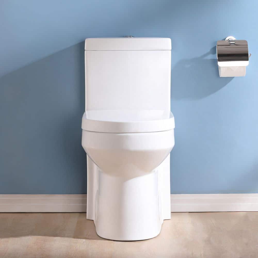 HOROW 10 in RoughIn 1piece 08128 GPF Dual Flush Round Toilet in White Seat Included