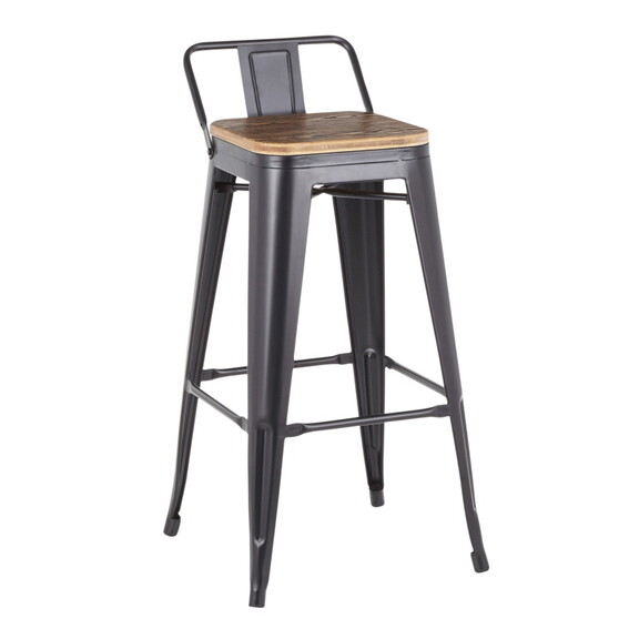 Oregon Industrial Low Back Barstool in Black Metal...