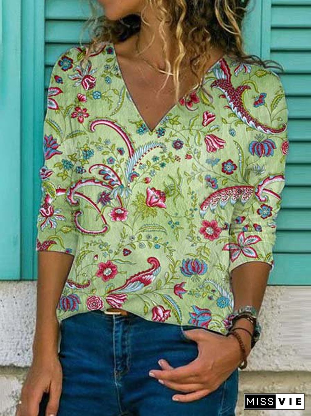 Long Sleeve Printed Casual T-shirt