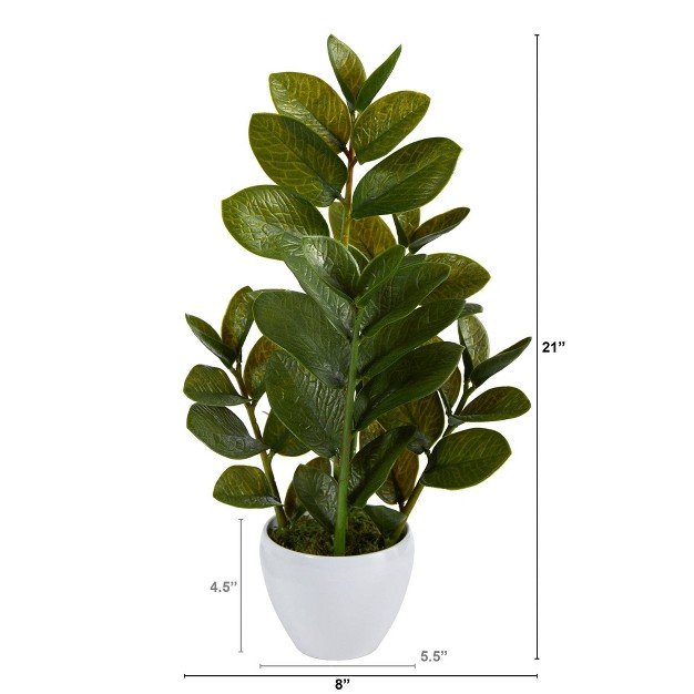 Nearly Natural 22 in Zamioculcas Artificial Plant In White Planter