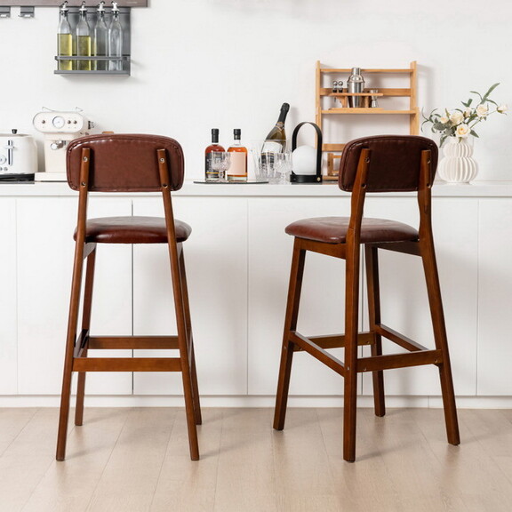 Costway 92371465 29 Inch Upholstered PU Bar Stools...