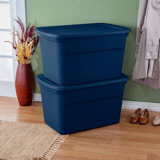 Sterilite 30 gal. Lidded Stackable Storage Tote Container in Blue 24-Pack 24 x 17367406