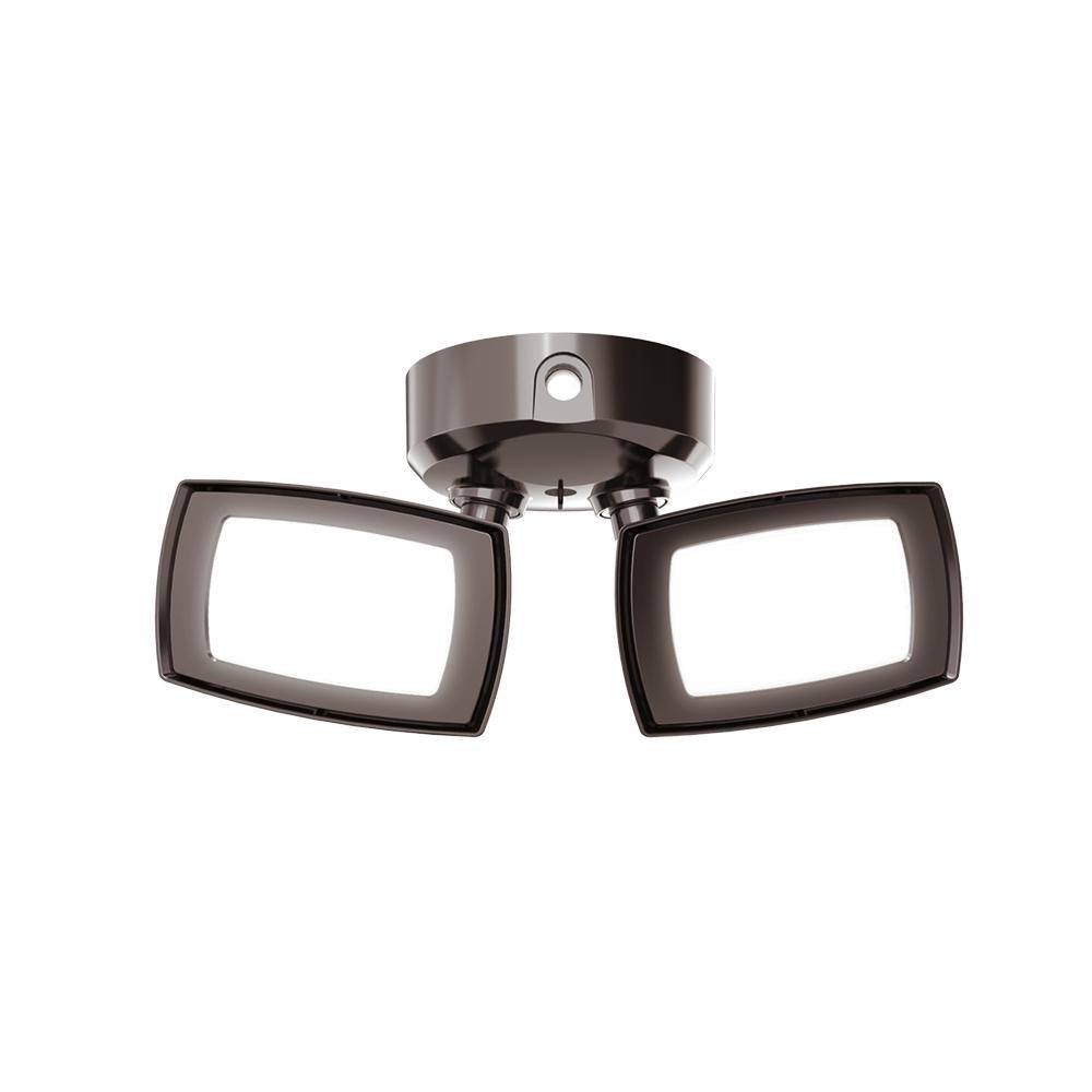 PROBRITE 150W Equivalent Inegrated LED Bronze Outdoor Twin Head Security Flood Light 3000 Lumens FSXD30-PC-4K-BZ