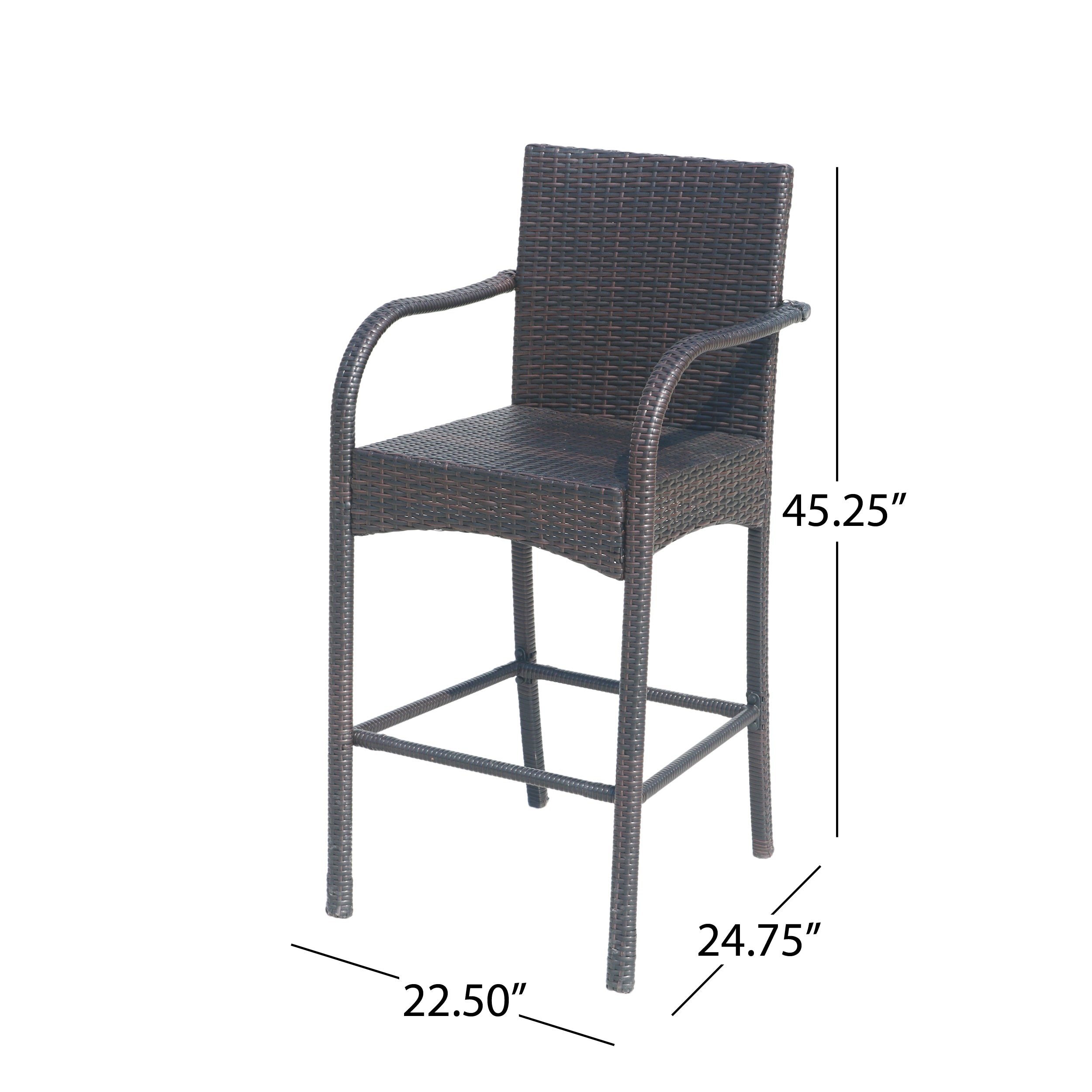 Iremide Outdoor Wicker Barstool Chair (Set of 2)