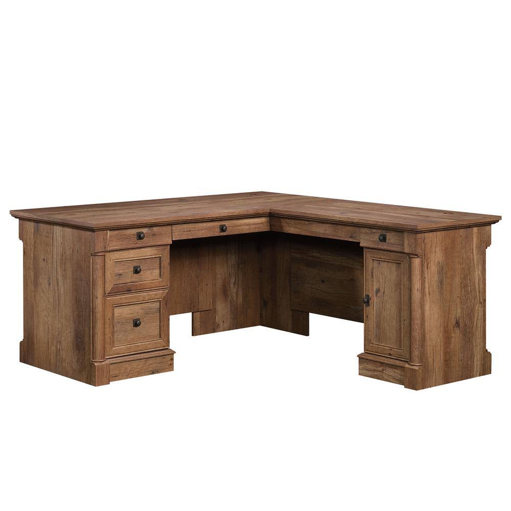 SAUDER Palladia Vintage Oak L-Shaped Desk 420606