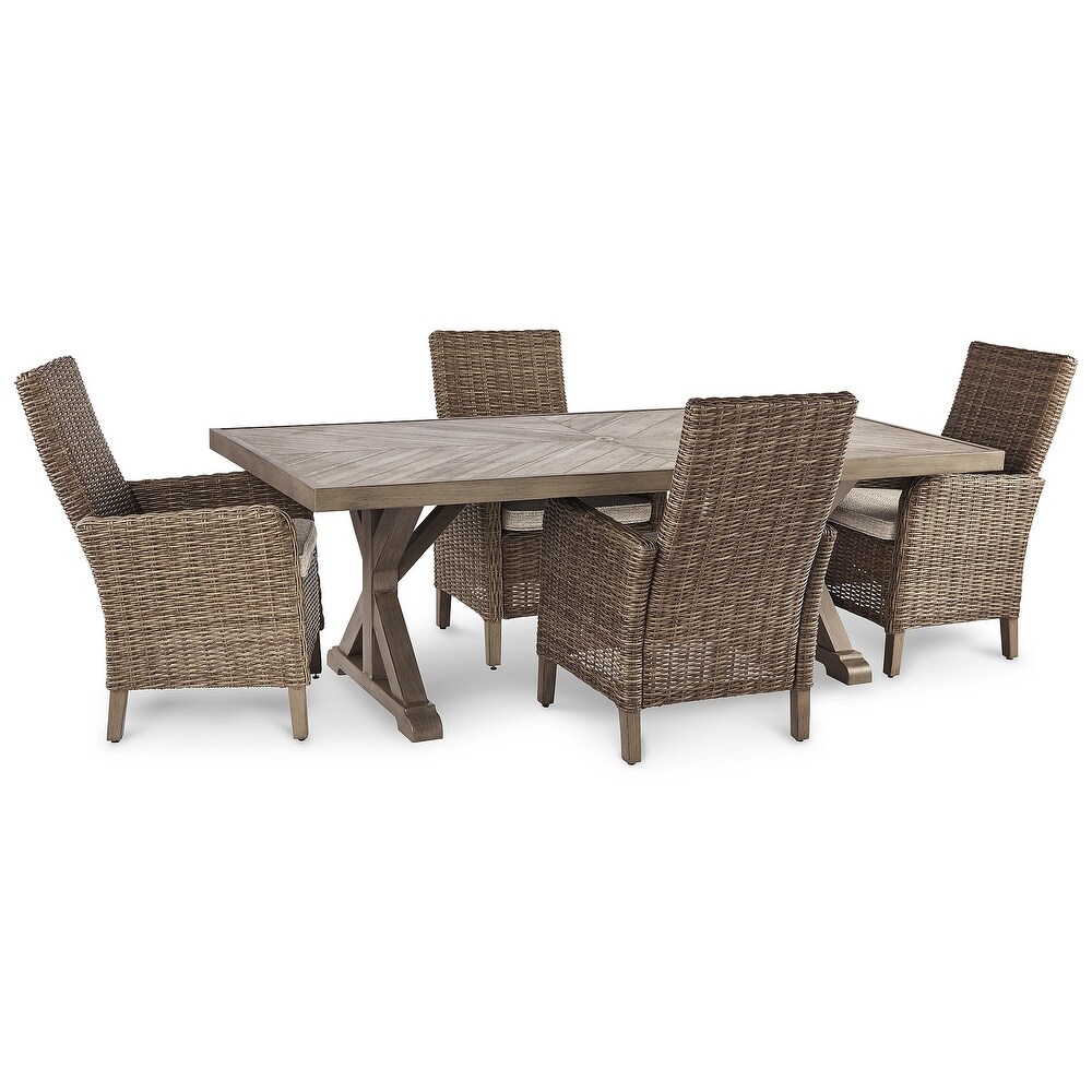 Signature Design by Ashley Beachcroft Beige 5 Piece Outdoor Dining Package   42\