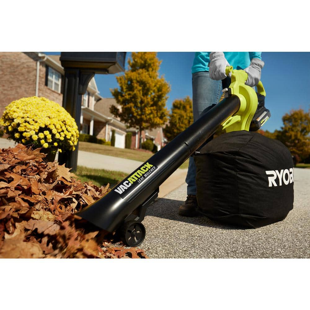 RYOBI 40V Vac Attack Cordless Leaf Vacuum/Mulcher with 5.0 Ah Battery and Charger RY40451