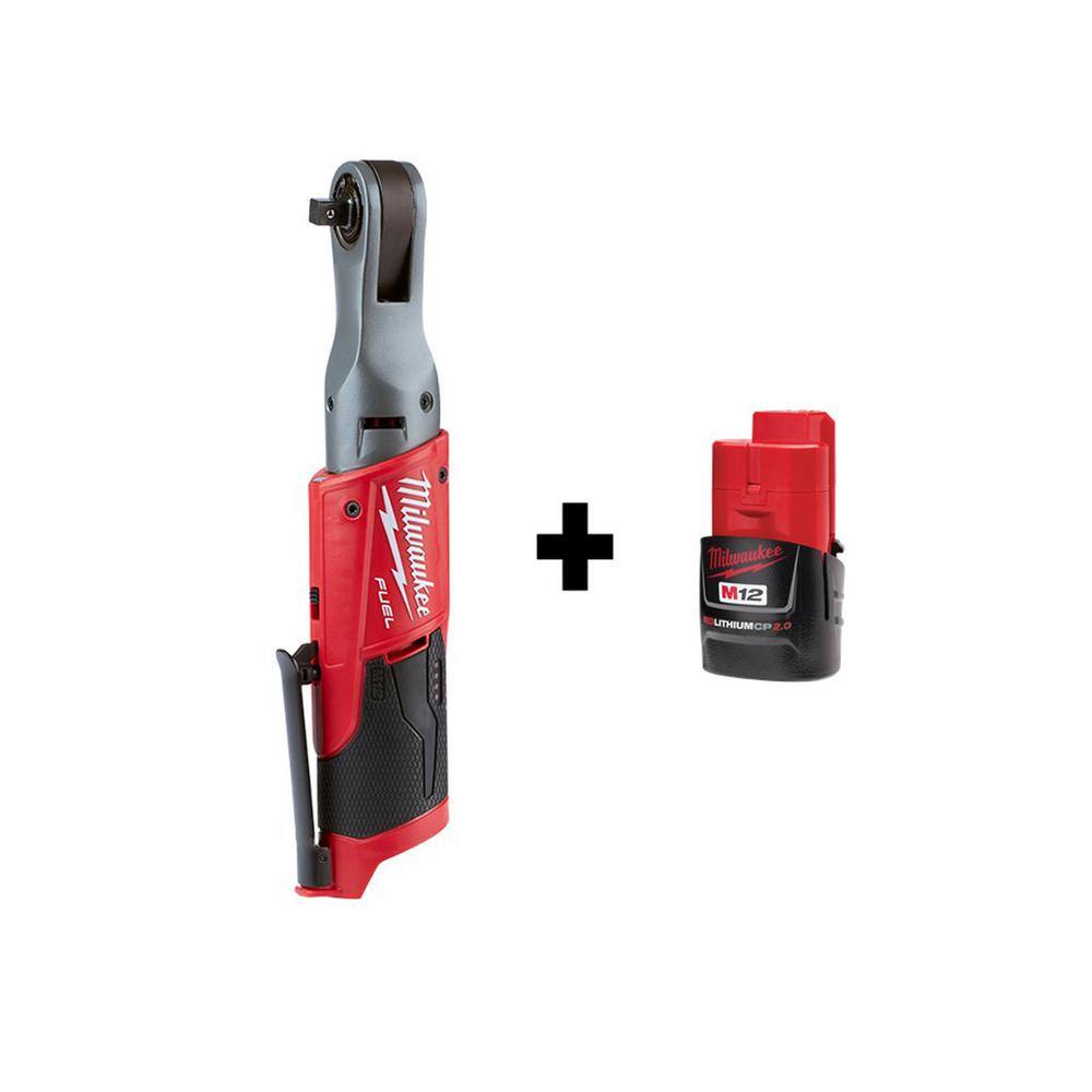 MW M12 FUEL 12V Lithium-Ion Brushless Cordless 38 in. Ratchet with M12 2.0Ah Battery 2557-20-48-11-2420