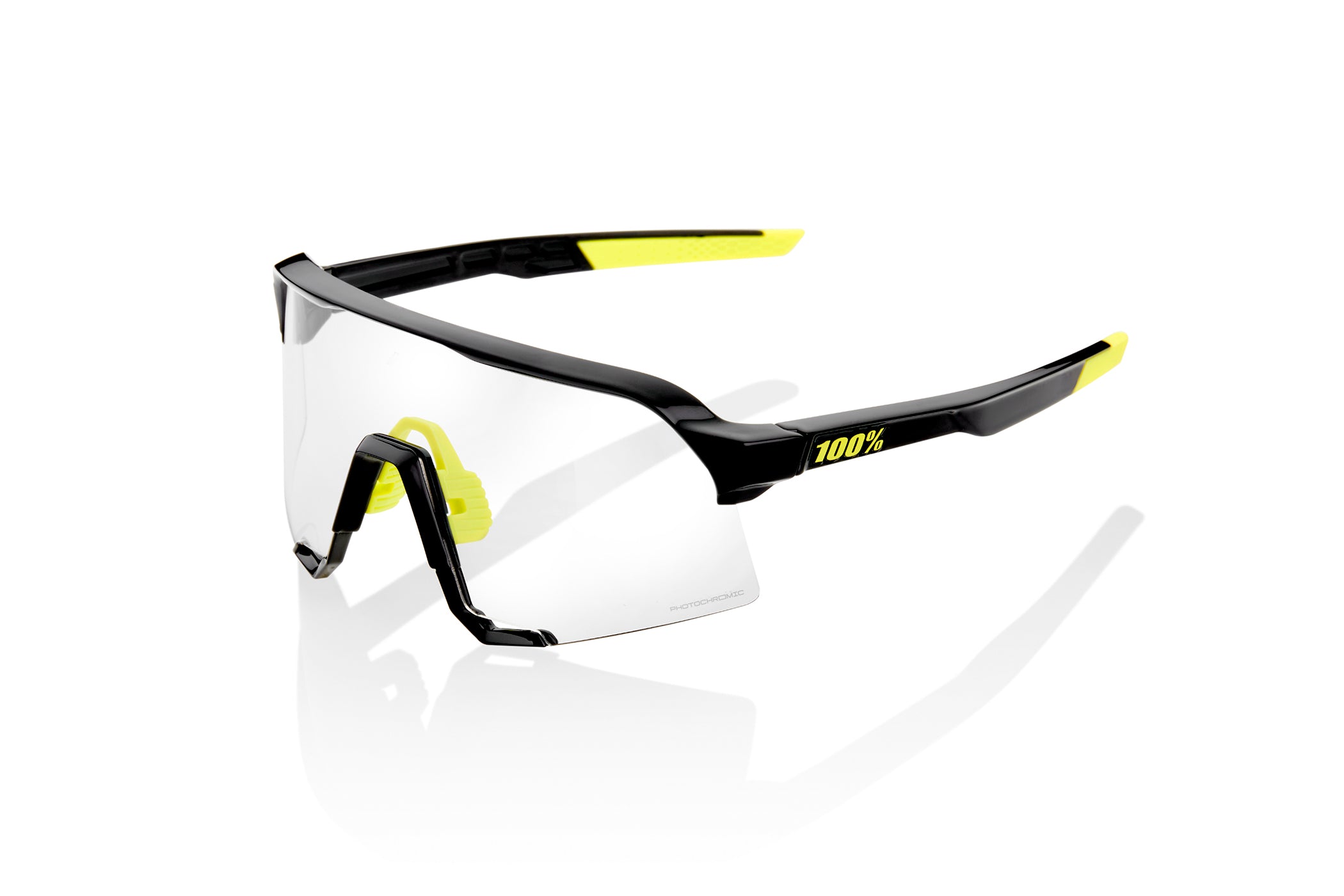 100% S3 Sunglasses Gloss Black Photochromic Lenses
