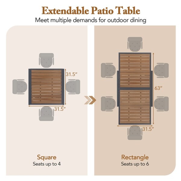 31.563 Inches Extendable Patio Table for 46 People