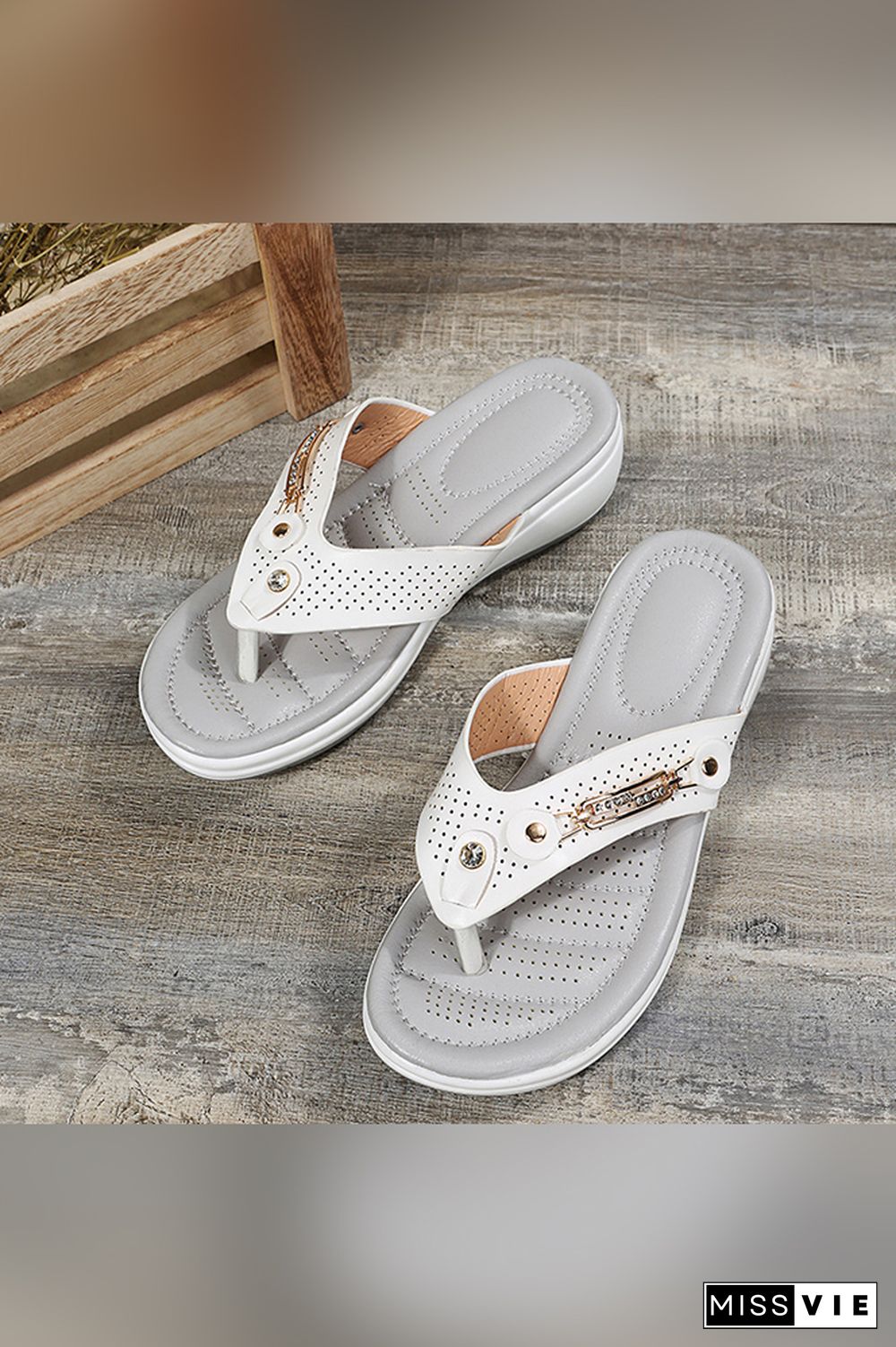 Rhinestone Metal Buckle Hollow Out Sandals Wholesale