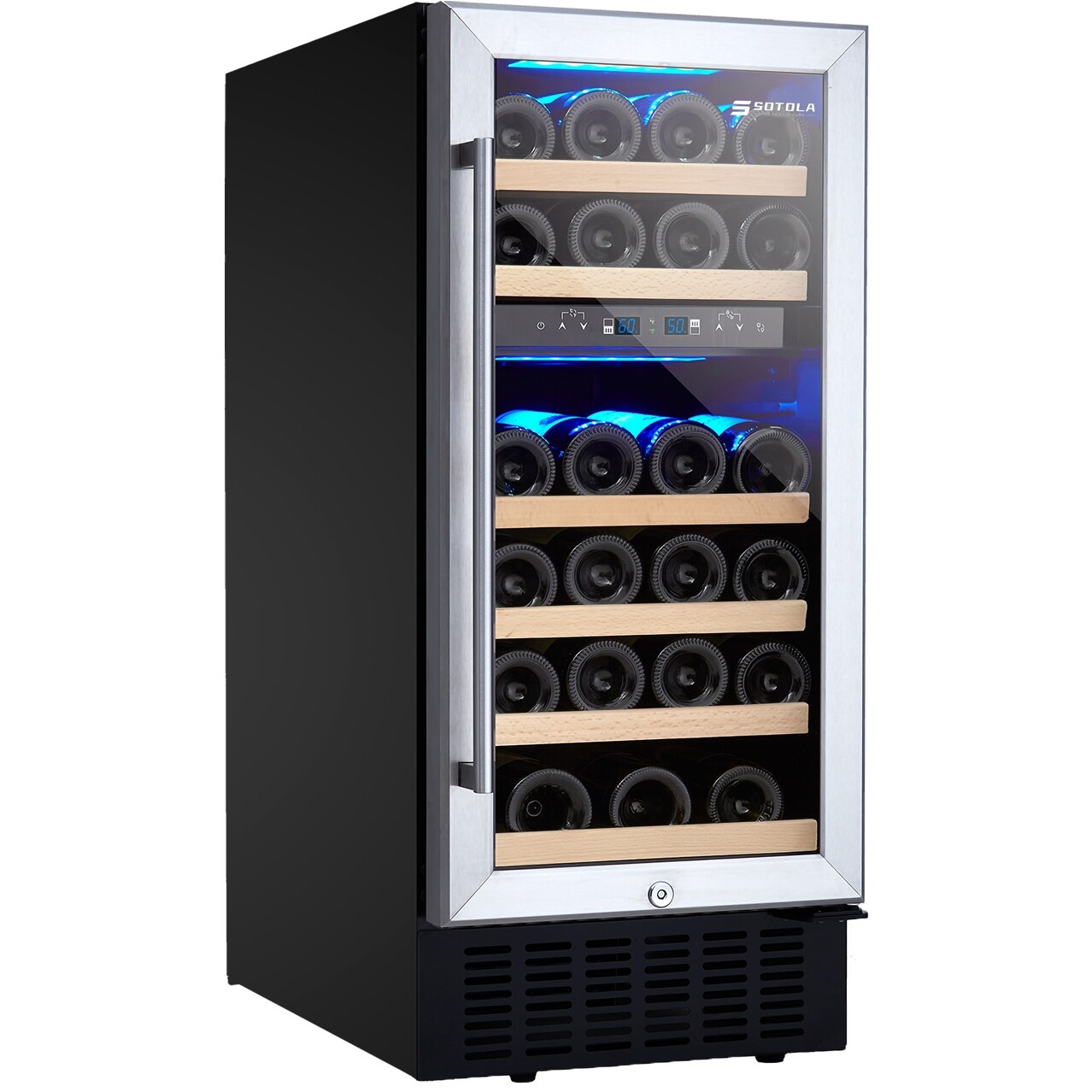 15 Inch Wine Cooler Refrigerators 28 Bottle Fast Cooling Low Noise Wine Fridge