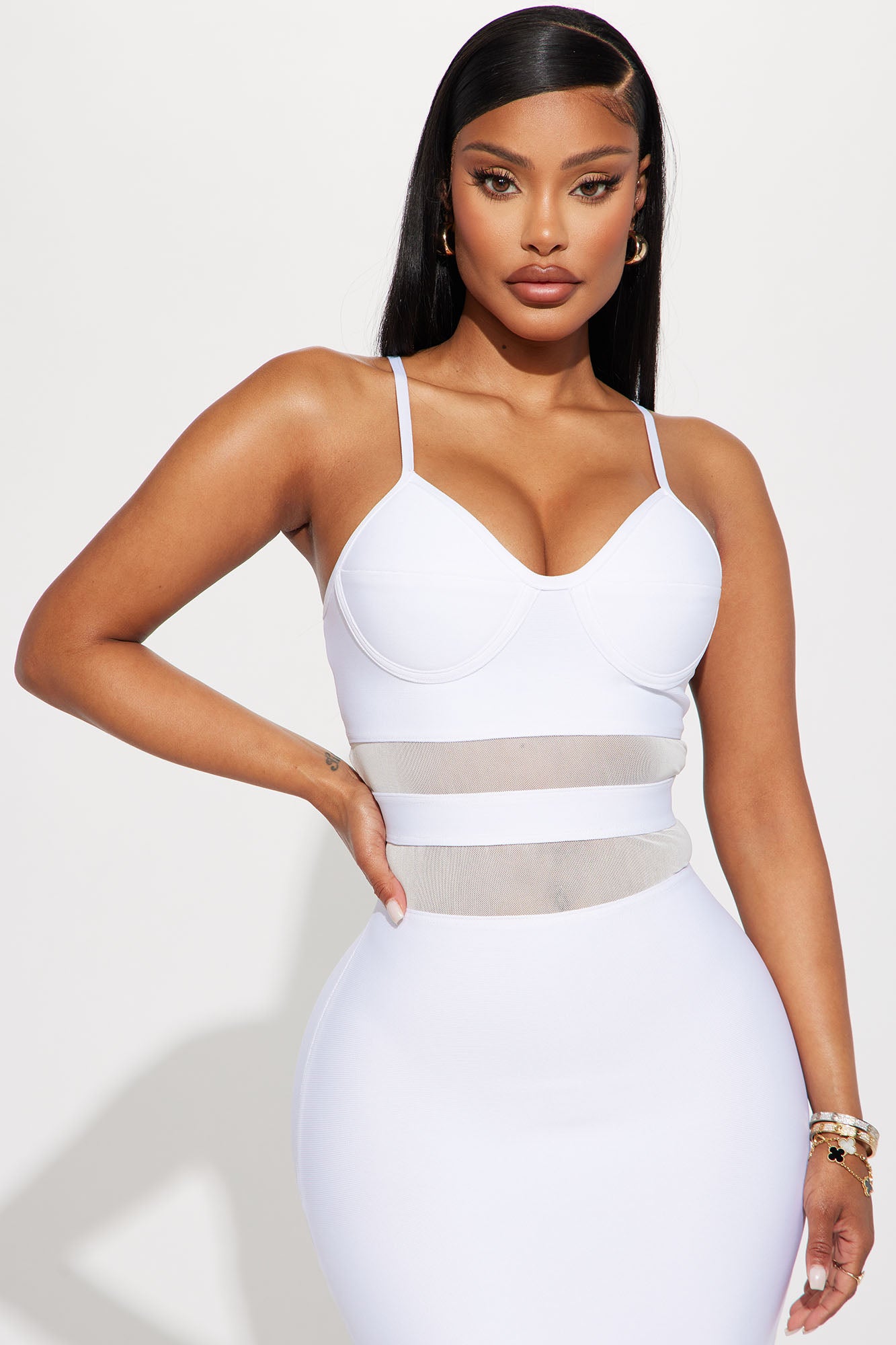 Abigail Bandage Midi Dress - White