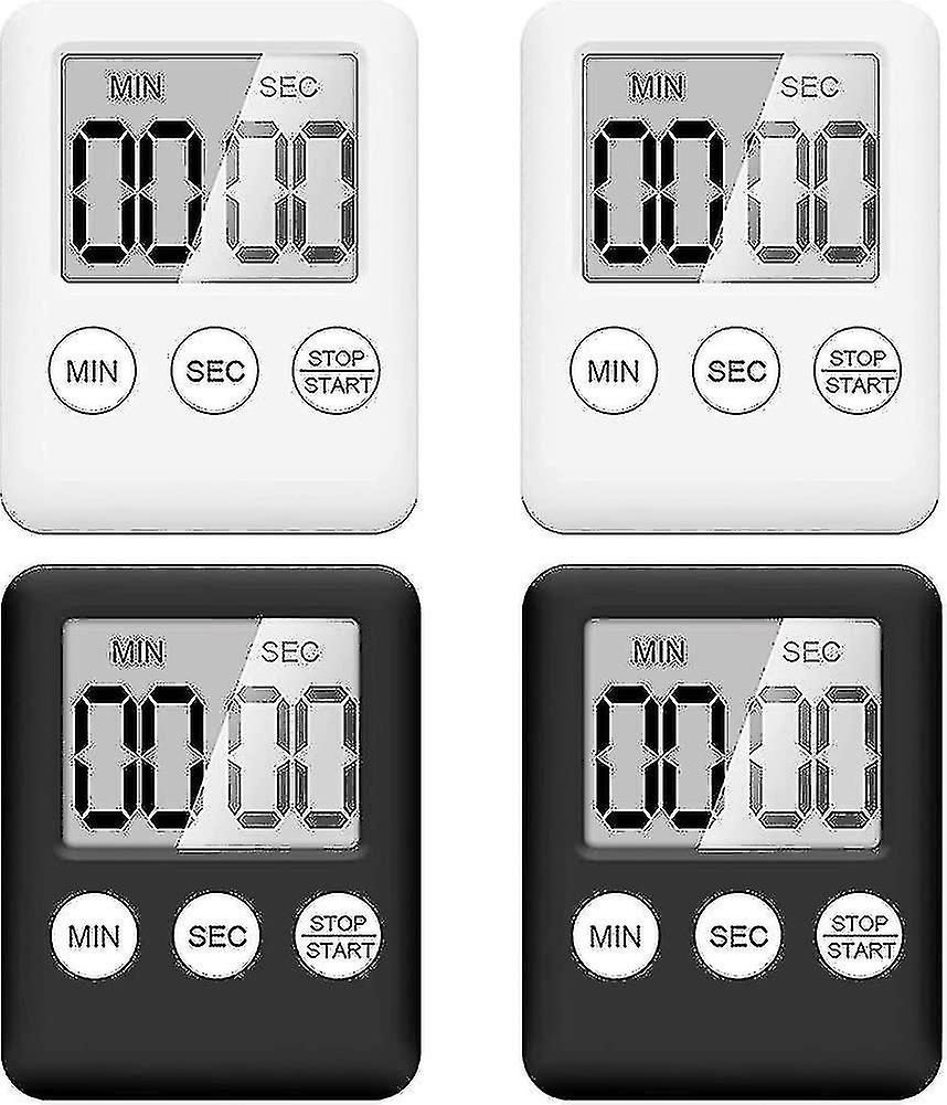 4pcs Stopwatch， Digital Minute Timer With Loud Alarm， 3 In 1 Installation Method Mini Kitchen Timer