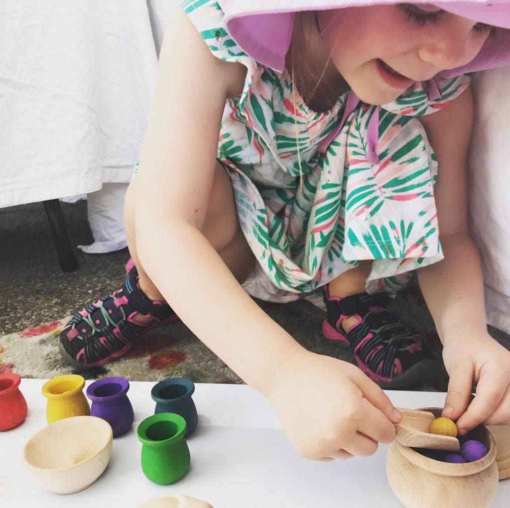 Colored Wooden Cups and Balls