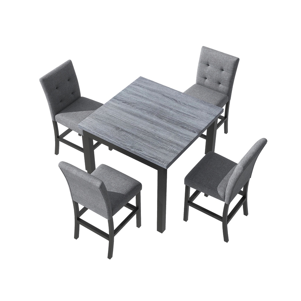 5 Piece Dining Table Set with 4 High Back Chairs