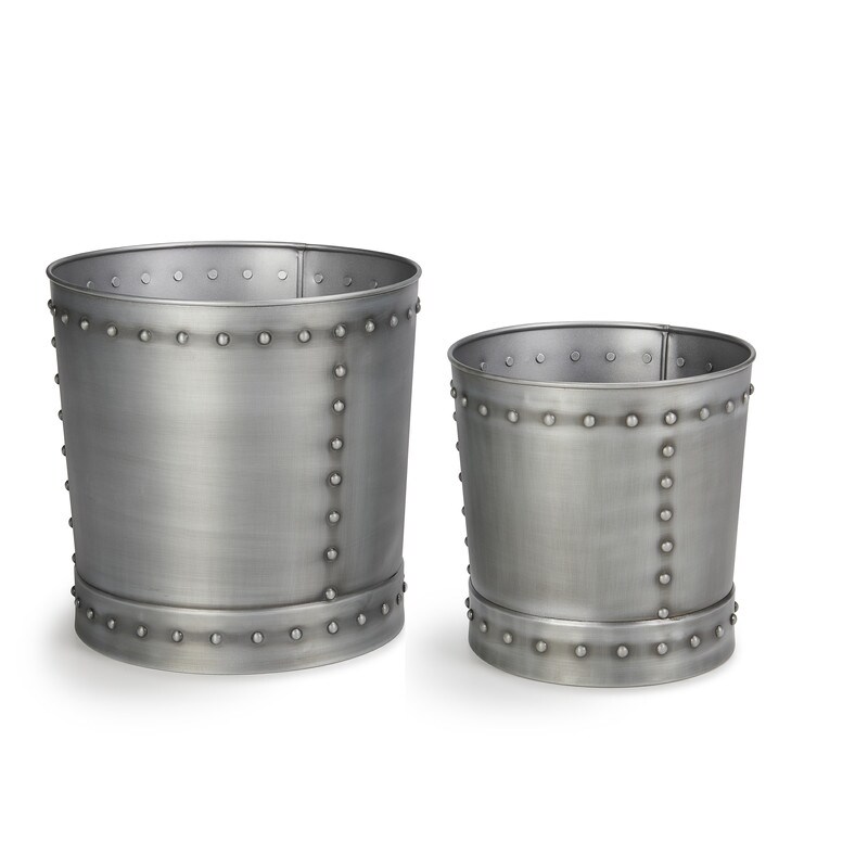 Unique Large Riveted Bronze Planter Set of 2 for Outdoor or Indoor Use  Garden  Deck  and Patio