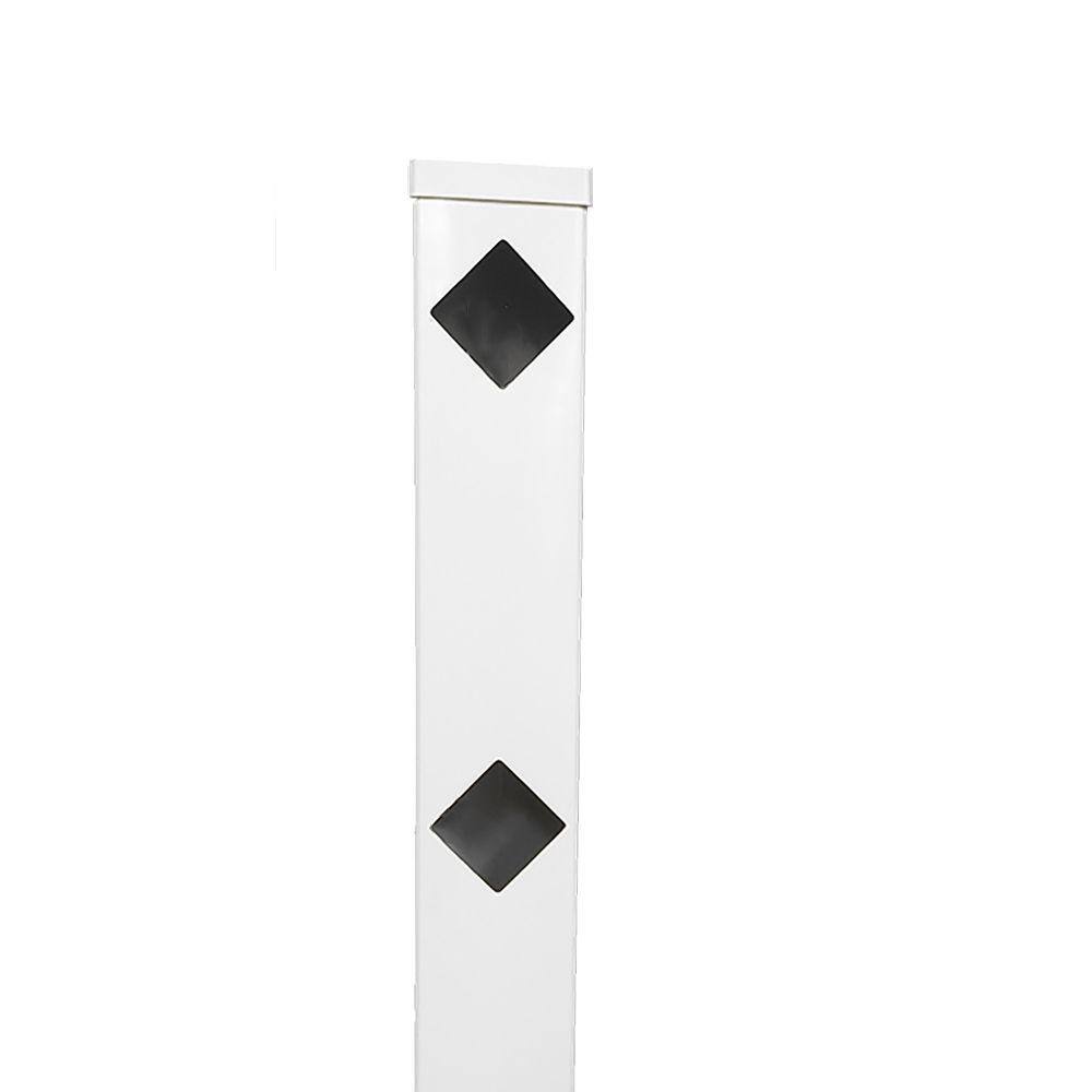 Weatherables Diamond 5 in. x 5 in. x 6 ft. White Vinyl Fence End Post LWPT-2RAILEND-5x72